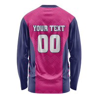 Custom Rajasthan 2025 Cricket Royals Long Sleeve Shirt Pink And Halla Bol