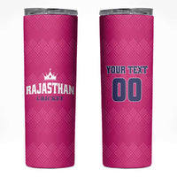 Custom Rajasthan 2025 Cricket Royals Skinny Tumbler Pink And Halla Bol