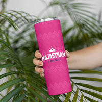 Custom Rajasthan 2025 Cricket Royals Skinny Tumbler Pink And Halla Bol