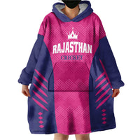 Custom Rajasthan 2025 Cricket Royals Wearable Blanket Hoodie Pink And Halla Bol