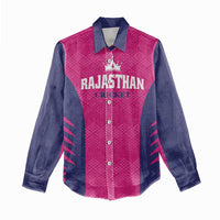 Custom Rajasthan 2025 Cricket Royals Women Casual Shirt Pink And Halla Bol