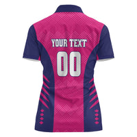 Custom Rajasthan 2025 Cricket Royals Women Polo Shirt Pink And Halla Bol