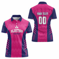 Custom Rajasthan 2025 Cricket Royals Women Polo Shirt Pink And Halla Bol