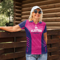 Custom Rajasthan 2025 Cricket Royals Women Polo Shirt Pink And Halla Bol