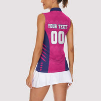 Custom Rajasthan 2025 Cricket Royals Women Sleeveless Polo Shirt Pink And Halla Bol