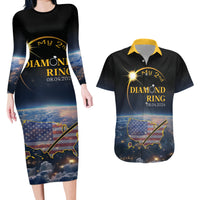 Personalized Total Solar Eclipse 2024 Couples Matching Long Sleeve Bodycon Dress and Hawaiian Shirt My 2nd Diamond Ring - Wonder Print Shop