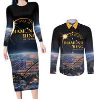 Personalized Total Solar Eclipse 2024 Couples Matching Long Sleeve Bodycon Dress and Long Sleeve Button Shirt My 2nd Diamond Ring - Wonder Print Shop