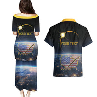 Personalized Total Solar Eclipse 2024 Couples Matching Puletasi and Hawaiian Shirt My 2nd Diamond Ring - Wonder Print Shop