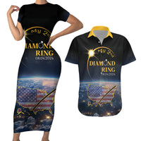 Personalized Total Solar Eclipse 2024 Couples Matching Short Sleeve Bodycon Dress and Hawaiian Shirt My 2nd Diamond Ring - Wonder Print Shop