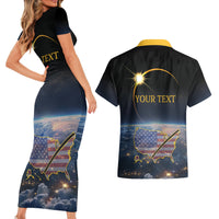Personalized Total Solar Eclipse 2024 Couples Matching Short Sleeve Bodycon Dress and Hawaiian Shirt My 2nd Diamond Ring - Wonder Print Shop