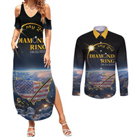 Personalized Total Solar Eclipse 2024 Couples Matching Summer Maxi Dress and Long Sleeve Button Shirt My 2nd Diamond Ring - Wonder Print Shop