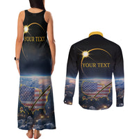Personalized Total Solar Eclipse 2024 Couples Matching Tank Maxi Dress and Long Sleeve Button Shirt My 2nd Diamond Ring - Wonder Print Shop