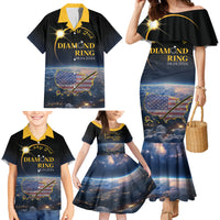 Personalized Total Solar Eclipse 2024 Family Matching Mermaid Dress and Hawaiian Shirt My 2nd Diamond Ring - Wonder Print Shop