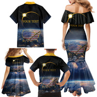 Personalized Total Solar Eclipse 2024 Family Matching Mermaid Dress and Hawaiian Shirt My 2nd Diamond Ring - Wonder Print Shop