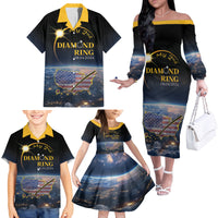 Personalized Total Solar Eclipse 2024 Family Matching Off The Shoulder Long Sleeve Dress and Hawaiian Shirt My 2nd Diamond Ring - Wonder Print Shop