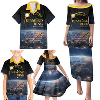 Personalized Total Solar Eclipse 2024 Family Matching Puletasi and Hawaiian Shirt My 2nd Diamond Ring - Wonder Print Shop