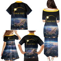 Personalized Total Solar Eclipse 2024 Family Matching Puletasi and Hawaiian Shirt My 2nd Diamond Ring - Wonder Print Shop
