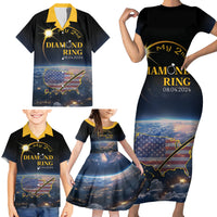 Personalized Total Solar Eclipse 2024 Family Matching Short Sleeve Bodycon Dress and Hawaiian Shirt My 2nd Diamond Ring - Wonder Print Shop