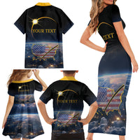 Personalized Total Solar Eclipse 2024 Family Matching Short Sleeve Bodycon Dress and Hawaiian Shirt My 2nd Diamond Ring - Wonder Print Shop
