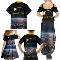 Personalized Total Solar Eclipse 2024 Family Matching Summer Maxi Dress and Hawaiian Shirt My 2nd Diamond Ring - Wonder Print Shop