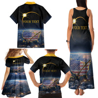 Personalized Total Solar Eclipse 2024 Family Matching Tank Maxi Dress and Hawaiian Shirt My 2nd Diamond Ring - Wonder Print Shop