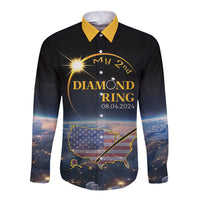 Personalized Total Solar Eclipse 2024 Long Sleeve Button Shirt My 2nd Diamond Ring - Wonder Print Shop