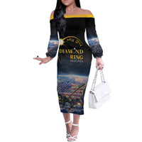 Personalized Total Solar Eclipse 2024 Off The Shoulder Long Sleeve Dress My 2nd Diamond Ring - Wonder Print Shop