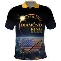 Personalized Total Solar Eclipse 2024 Polo Shirt My 2nd Diamond Ring - Wonder Print Shop