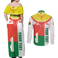 Madagascar Independence Day Couples Matching Off Shoulder Maxi Dress and Long Sleeve Button Shirt Madagasikara June 26 - Wonder Print Shop