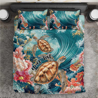 Personalized Caribbean Sea Turtle Bedding Set Fantastic Ocean Waves