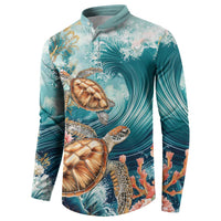 Personalized Caribbean Sea Turtle Button Sweatshirt Fantastic Ocean Waves