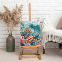 Personalized Caribbean Sea Turtle Canvas Wall Art Fantastic Ocean Waves