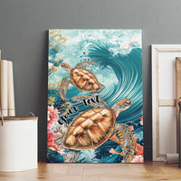 Personalized Caribbean Sea Turtle Canvas Wall Art Fantastic Ocean Waves
