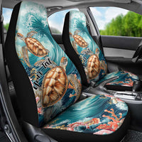 Personalized Caribbean Sea Turtle Car Seat Cover Fantastic Ocean Waves