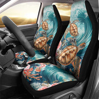 Personalized Caribbean Sea Turtle Car Seat Cover Fantastic Ocean Waves