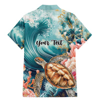 Personalized Caribbean Sea Turtle Family Matching Mermaid Dress and Hawaiian Shirt Fantastic Ocean Waves
