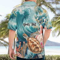 Personalized Caribbean Sea Turtle Hawaiian Shirt Fantastic Ocean Waves