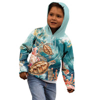 Personalized Caribbean Sea Turtle Kid Hoodie Fantastic Ocean Waves