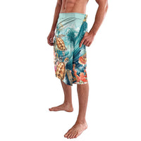 Personalized Caribbean Sea Turtle Lavalava Fantastic Ocean Waves