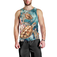 Personalized Caribbean Sea Turtle Men Tank Top Fantastic Ocean Waves