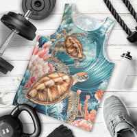 Personalized Caribbean Sea Turtle Men Tank Top Fantastic Ocean Waves