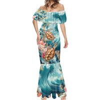 Personalized Caribbean Sea Turtle Mermaid Dress Fantastic Ocean Waves