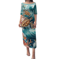 Personalized Caribbean Sea Turtle Puletasi Fantastic Ocean Waves