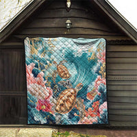 Personalized Caribbean Sea Turtle Quilt Fantastic Ocean Waves