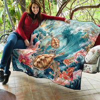 Personalized Caribbean Sea Turtle Quilt Fantastic Ocean Waves