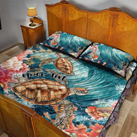 Personalized Caribbean Sea Turtle Quilt Bed Set Fantastic Ocean Waves