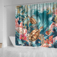 Personalized Caribbean Sea Turtle Shower Curtain Fantastic Ocean Waves