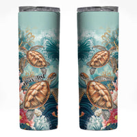 Personalized Caribbean Sea Turtle Skinny Tumbler Fantastic Ocean Waves