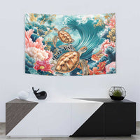 Personalized Caribbean Sea Turtle Tapestry Fantastic Ocean Waves