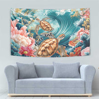 Personalized Caribbean Sea Turtle Tapestry Fantastic Ocean Waves